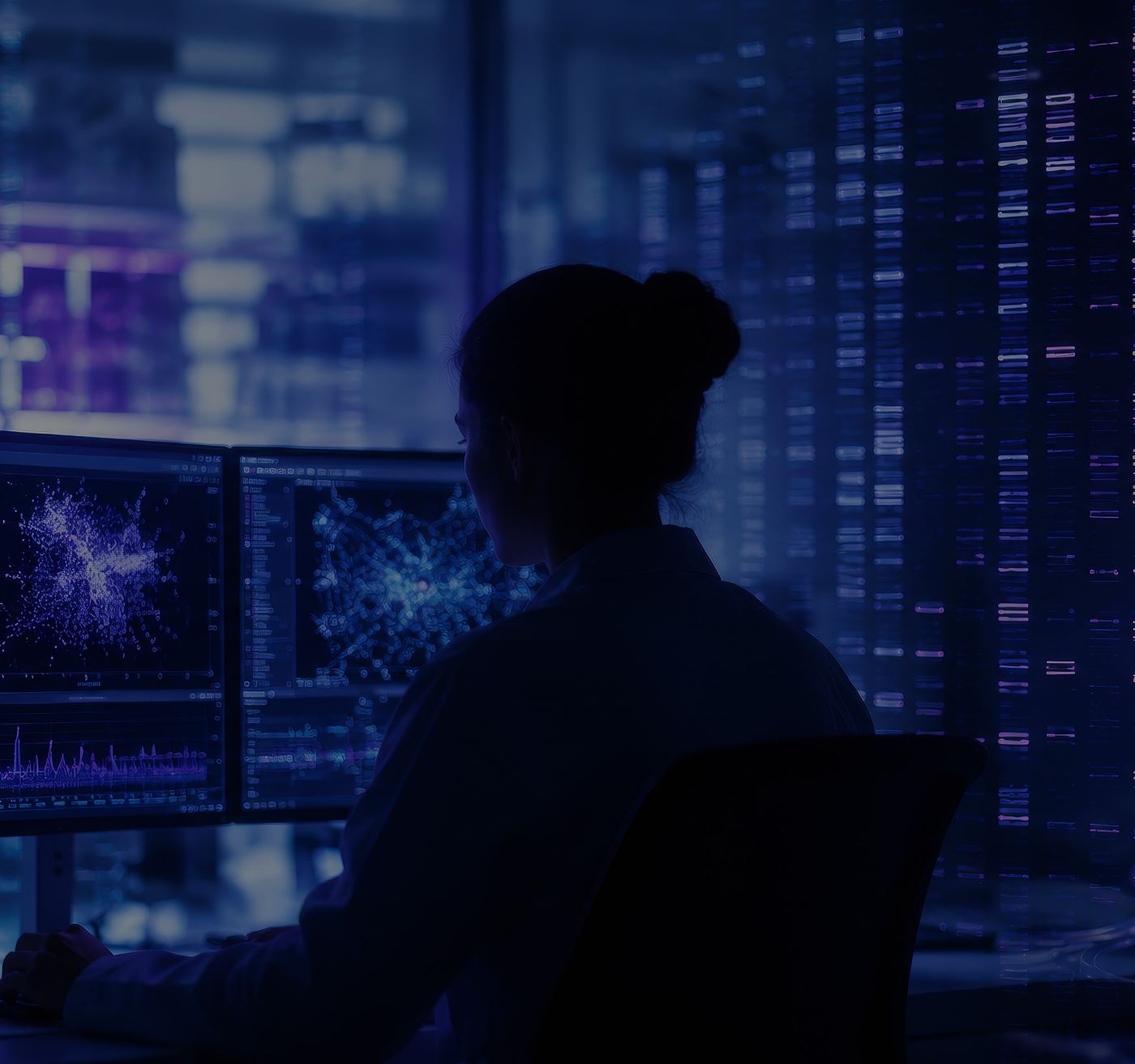 Researcher reviewing genomic analyses in the DTS Oncology computational environment